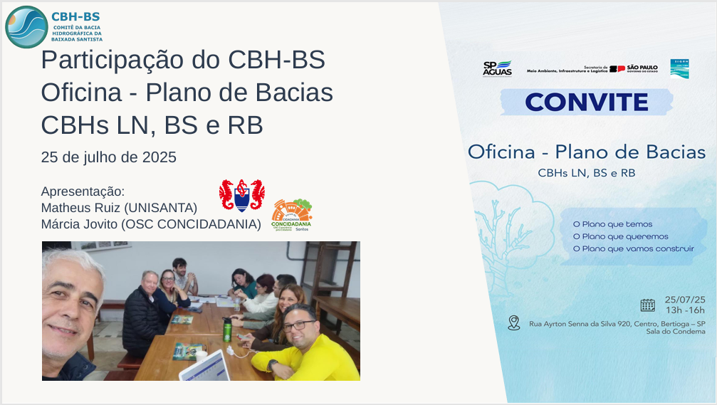 CBH-BS participa de oficina estratégica para construção dos novos Planos de Bacias Hidrográficas
